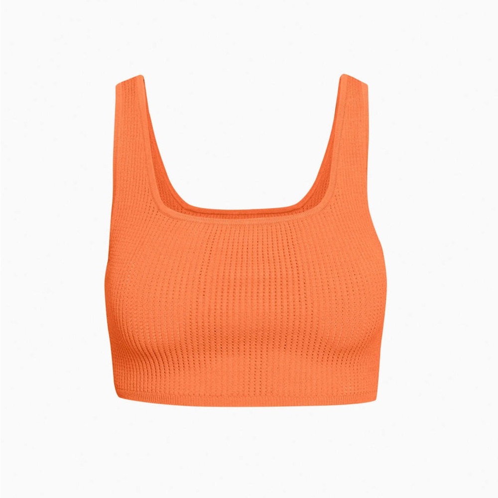 Aritzia Babaton Vibrant Orange Ribbed Tank Top